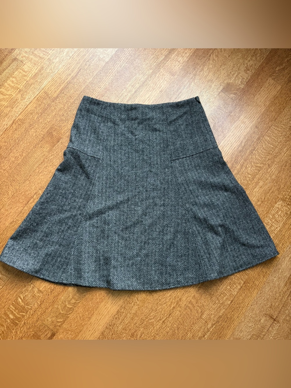 Sundance Gray Tweed Wool Blend A-Line Skirt Fully Lined Side Zip Size 12 Boho